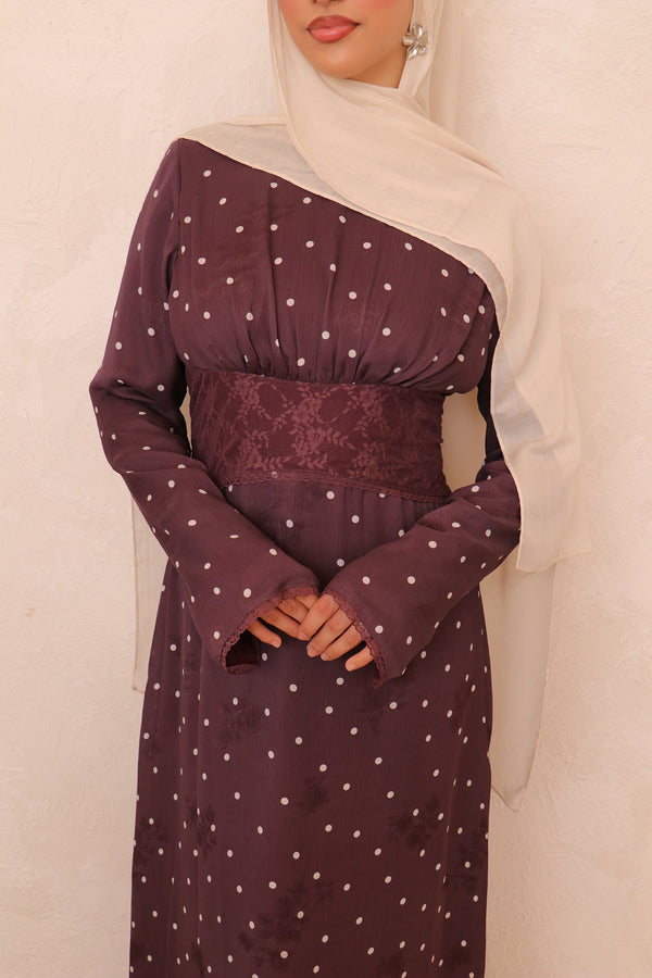 Elia Lace Polka Dot Dress - Purple
