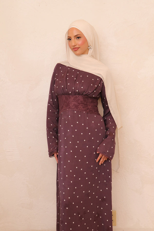 Elia Lace Polka Dot Dress - Purple