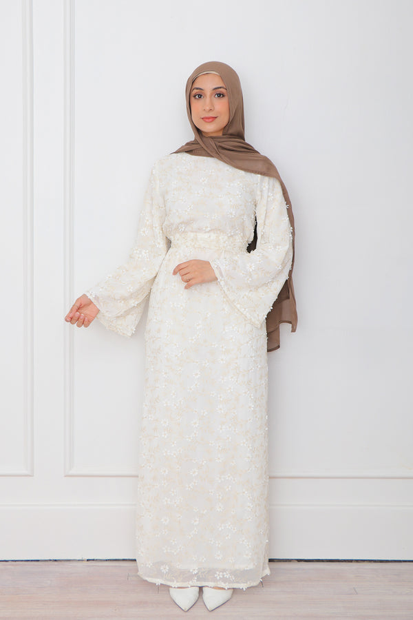 Inara Embroidery Dress- White