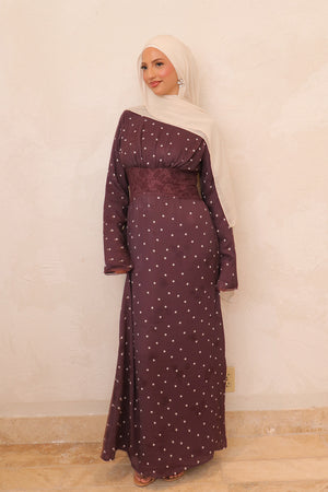 Elia Lace Polka Dot Dress - Purple