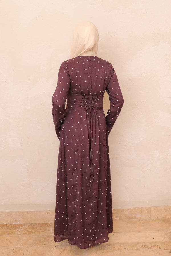 Elia Lace Polka Dot Dress - Purple