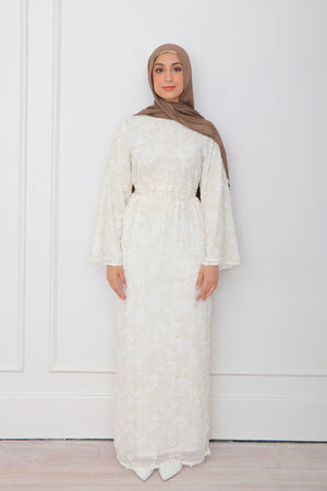 Inara Embroidery Dress- White
