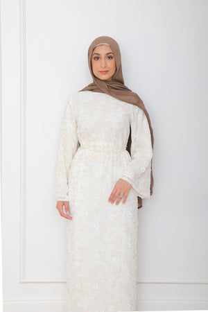 Inara Embroidery Dress- White