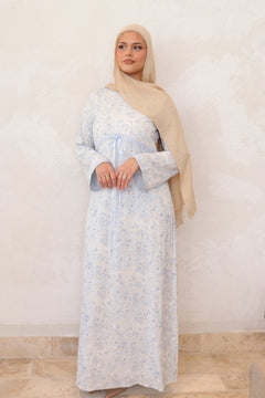 Evelyn Tie Maxi Dress - Dusty Blue