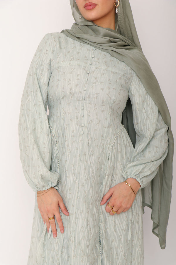 Serena Lace Floral Dress- Sage