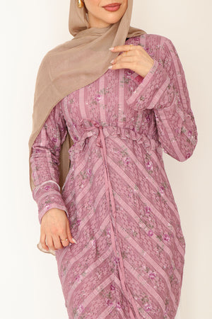Giara Lace Ruffle Dress- Rose