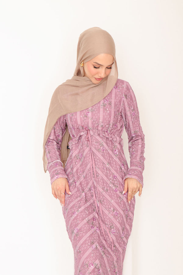 Giara Lace Ruffle Dress- Rose