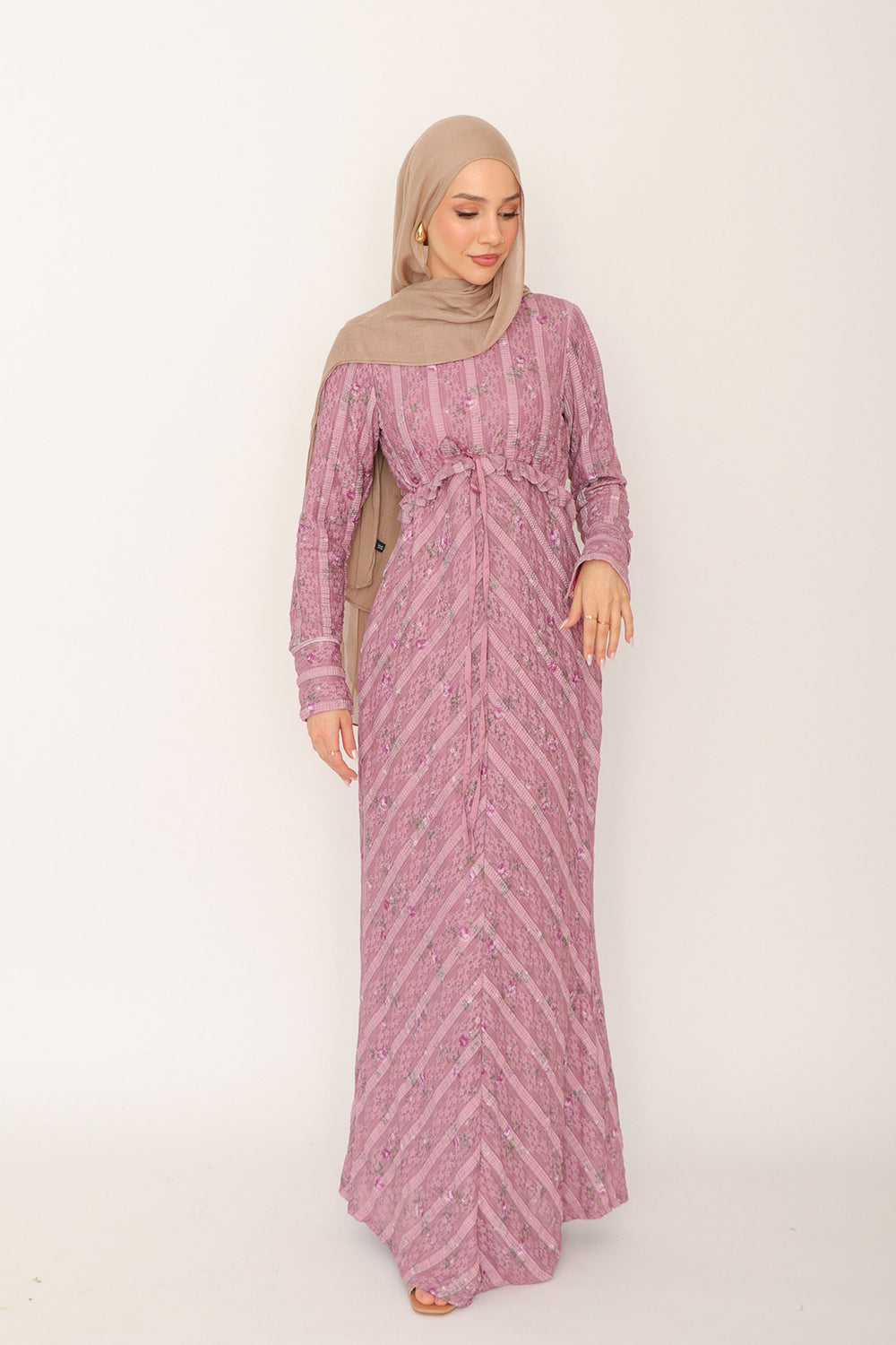 Giara Lace Ruffle Dress- Rose