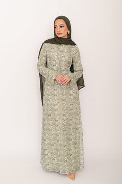 Evara Lace Bow Dress- Sage