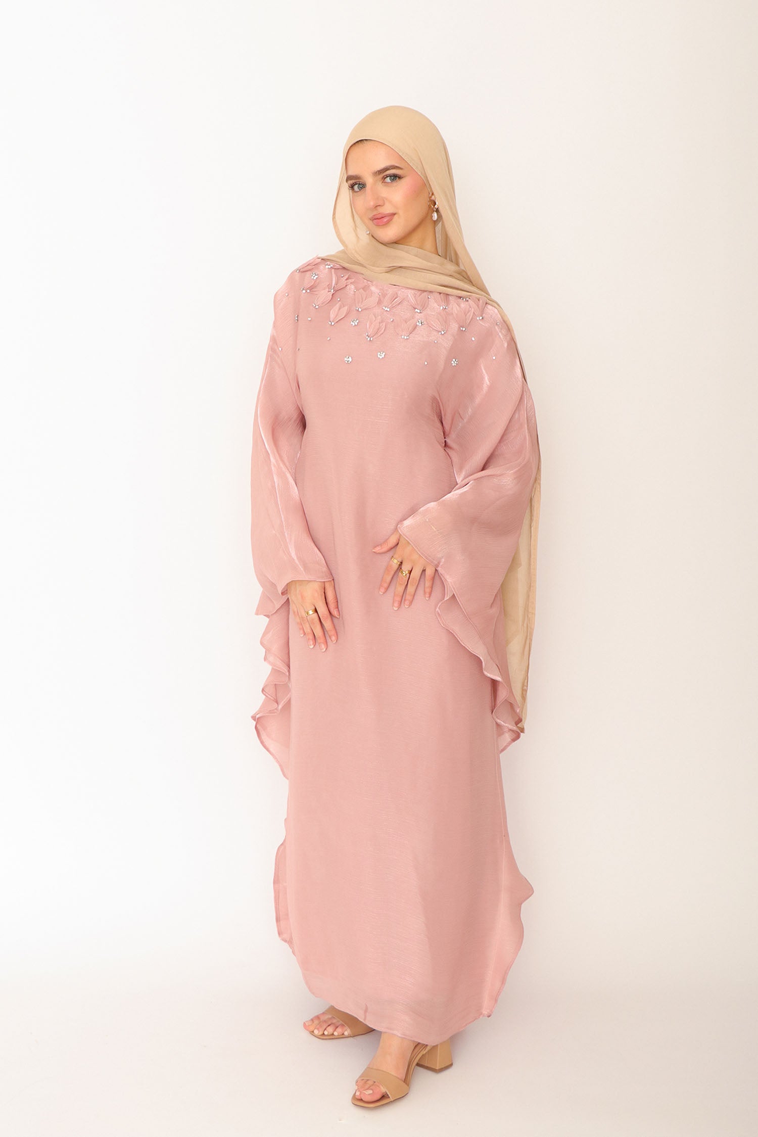 butterfly pink dress Light Pink Butterfly Short Dress With Long Sleeves