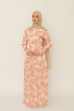 Daisy Organza Floral Maxi Dress- Pink