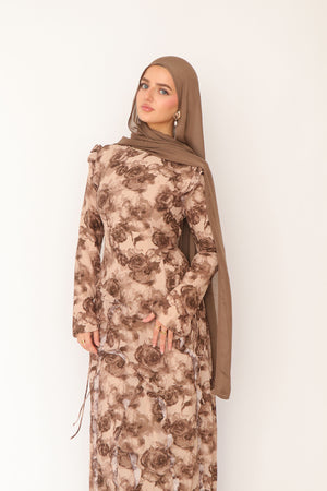 Daisy Floral Ruffle Maxi Dress- Cream XL by LaMeera Moda