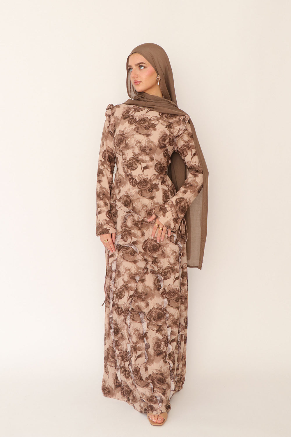 Daisy Floral Ruffle Maxi Dress- Cream