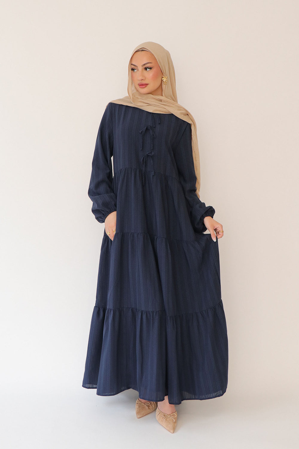Janan Smock Dress- Navy blue