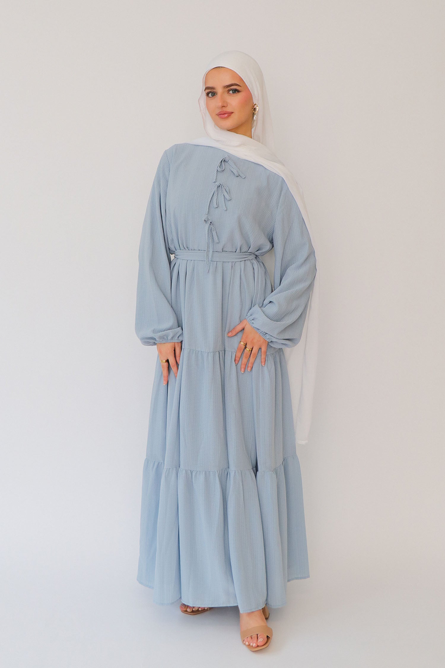 Janan Smock Dress- Blue Gray Janan Smock Dress- Blue Gray