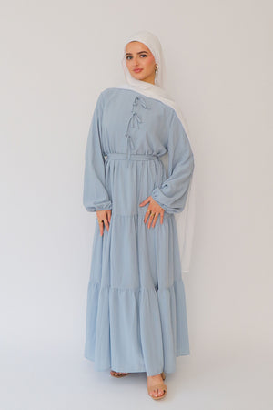 Janan Smock Dress- Blue Gray