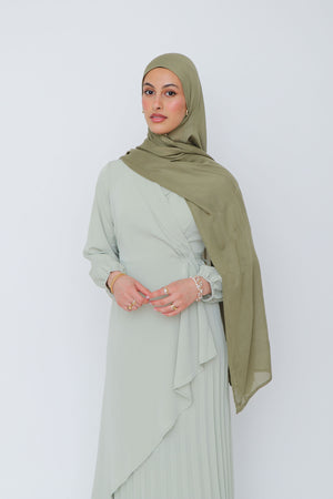 Della Pleat Wrap Dress- Light Sage
