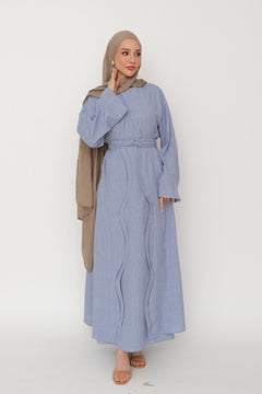 Dunya Linen Abaya Set- Crystal Blue