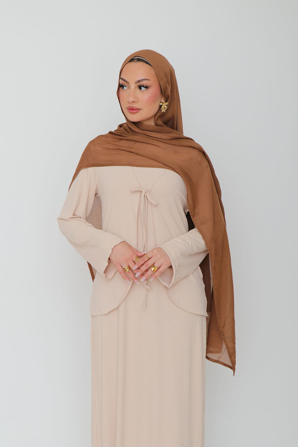 Lina Ribbed Maxi Set- Cream