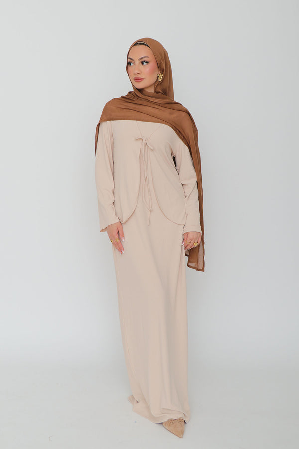 Lina Ribbed Maxi Set- Cream