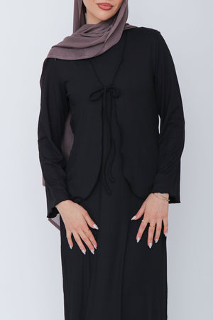 Lina Ribbed Maxi Set- Black