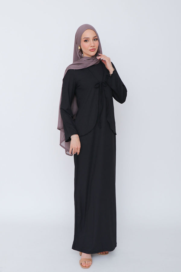 Lina Ribbed Maxi Set- Black