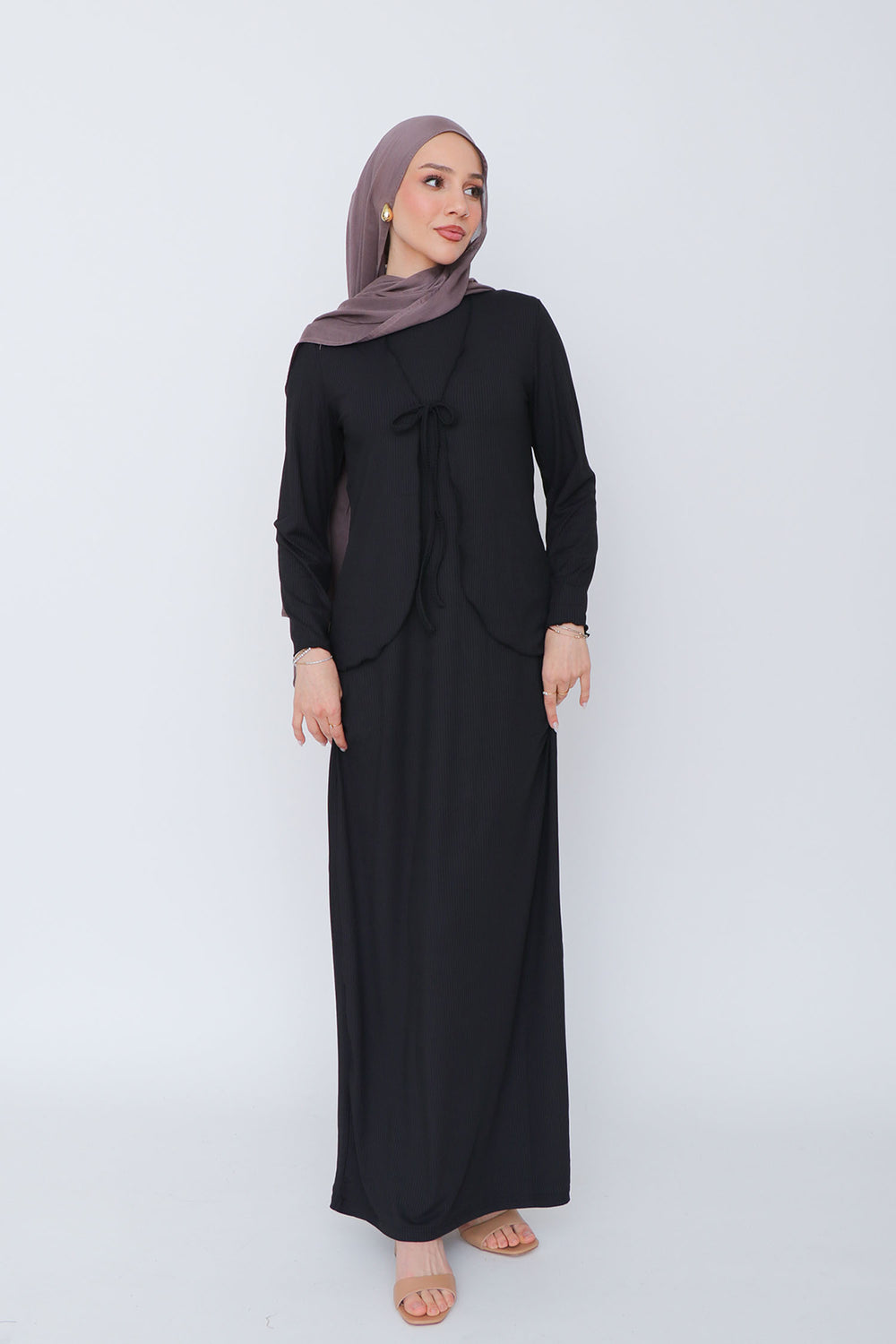 Lina Ribbed Maxi Set- Black