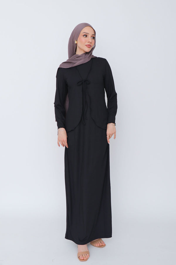 Lina Ribbed Maxi Set- Black