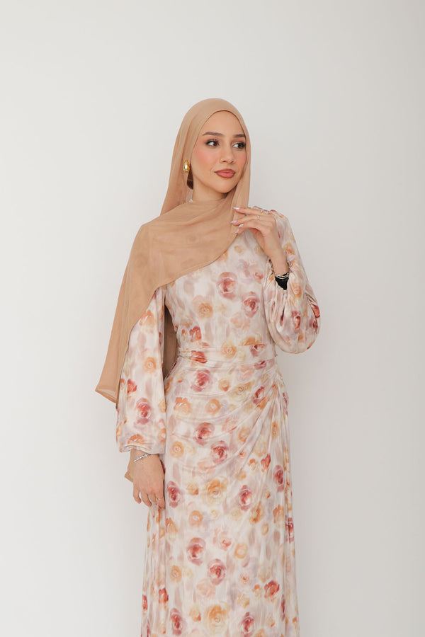 Hailey Mesh Print Dress- Blush