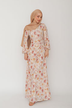 Hailey Mesh Print Dress- Blush