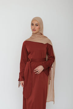 Rama Linen Wood Dress- Sienna