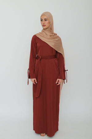 Rama Linen Wood Dress- Sienna