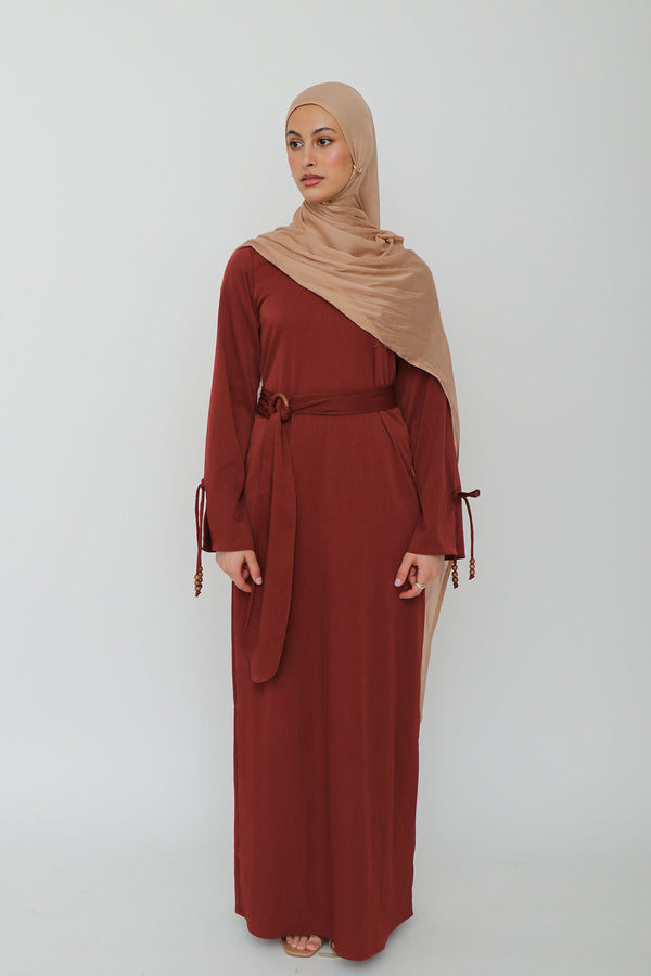 Rama Linen Wood Dress- Sienna