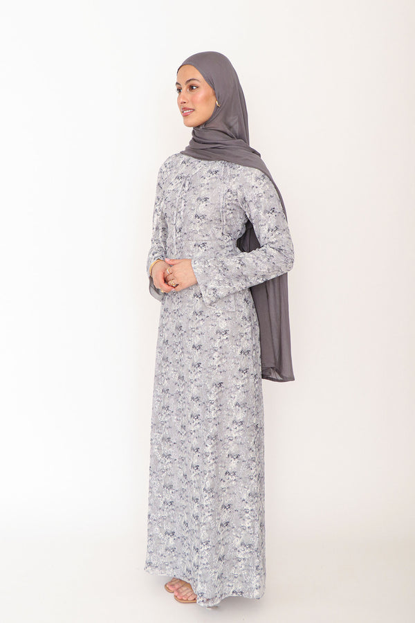 Evara Lace Bow Dress- Blue Gray