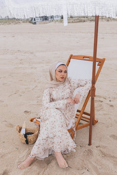 blue dress cute Nailea Floral Maxi Dress- Cream