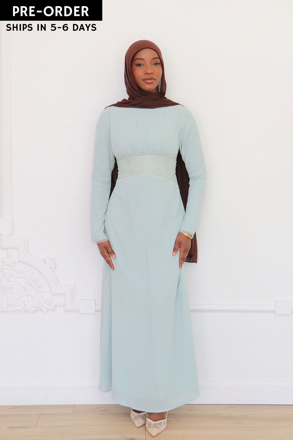 Elia Chiffon Lace Dress - Lagoon