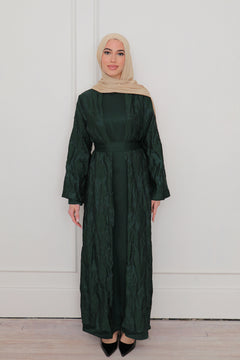 Safa Organza Abaya Set - Dark Green