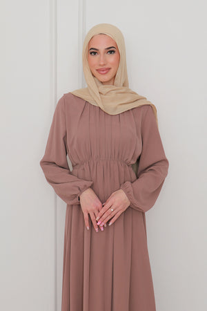 Naya Textured Chiffon Dress- Nude
