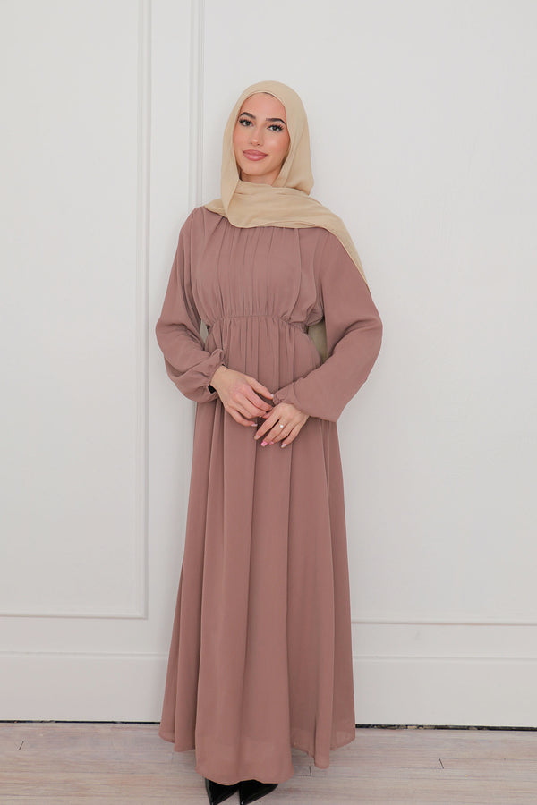 Naya Textured Chiffon Dress- Nude