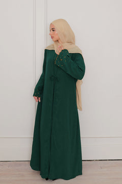 Qamar Embroidery Abaya Set- Forest
