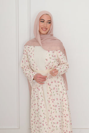 Safa Floral Abaya Set - Rose Pink