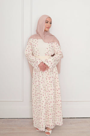 Safa Floral Abaya Set - Rose Pink
