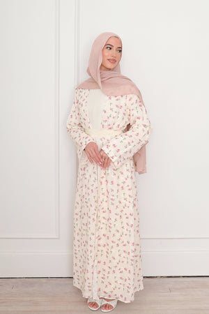 Safa Floral Abaya Set - Rose Pink