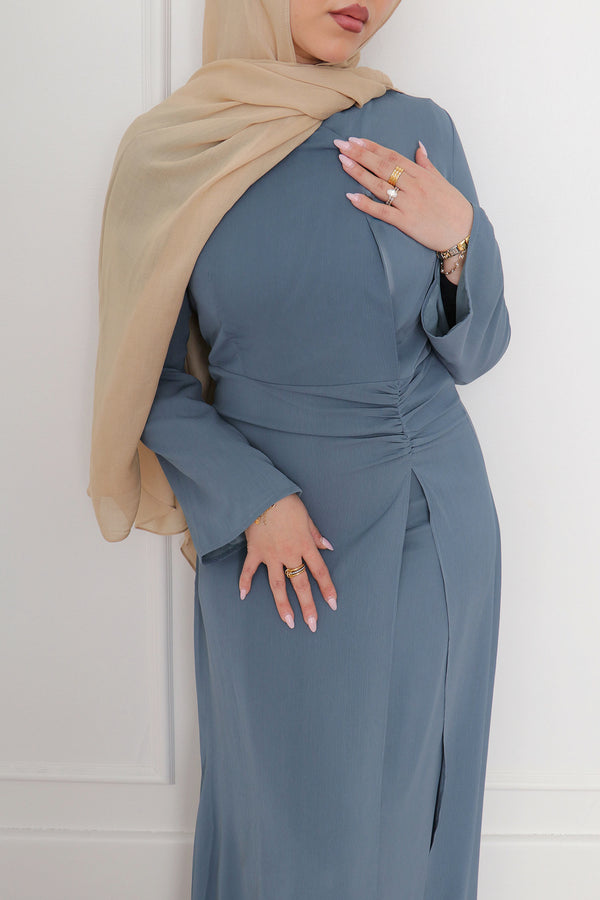 Rea Textured Chiffon Maxi Dress - Blue Gray