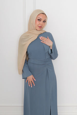 Rea Textured Chiffon Maxi Dress - Blue Gray