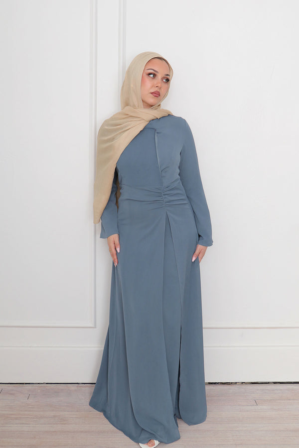 Rea Textured Chiffon Maxi Dress - Blue Gray