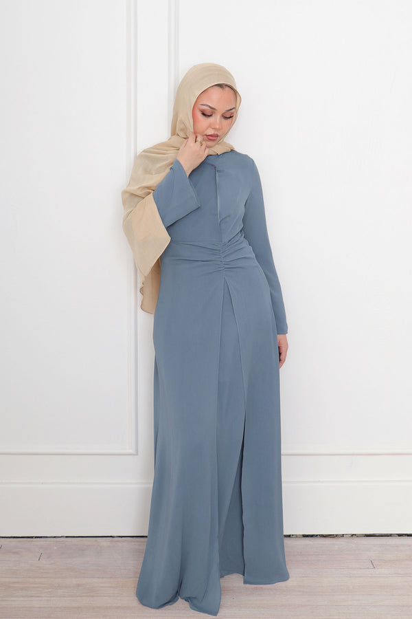 Rea Textured Chiffon Maxi Dress - Blue Gray