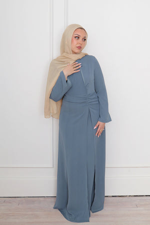 Rea Textured Chiffon Maxi Dress - Blue Gray