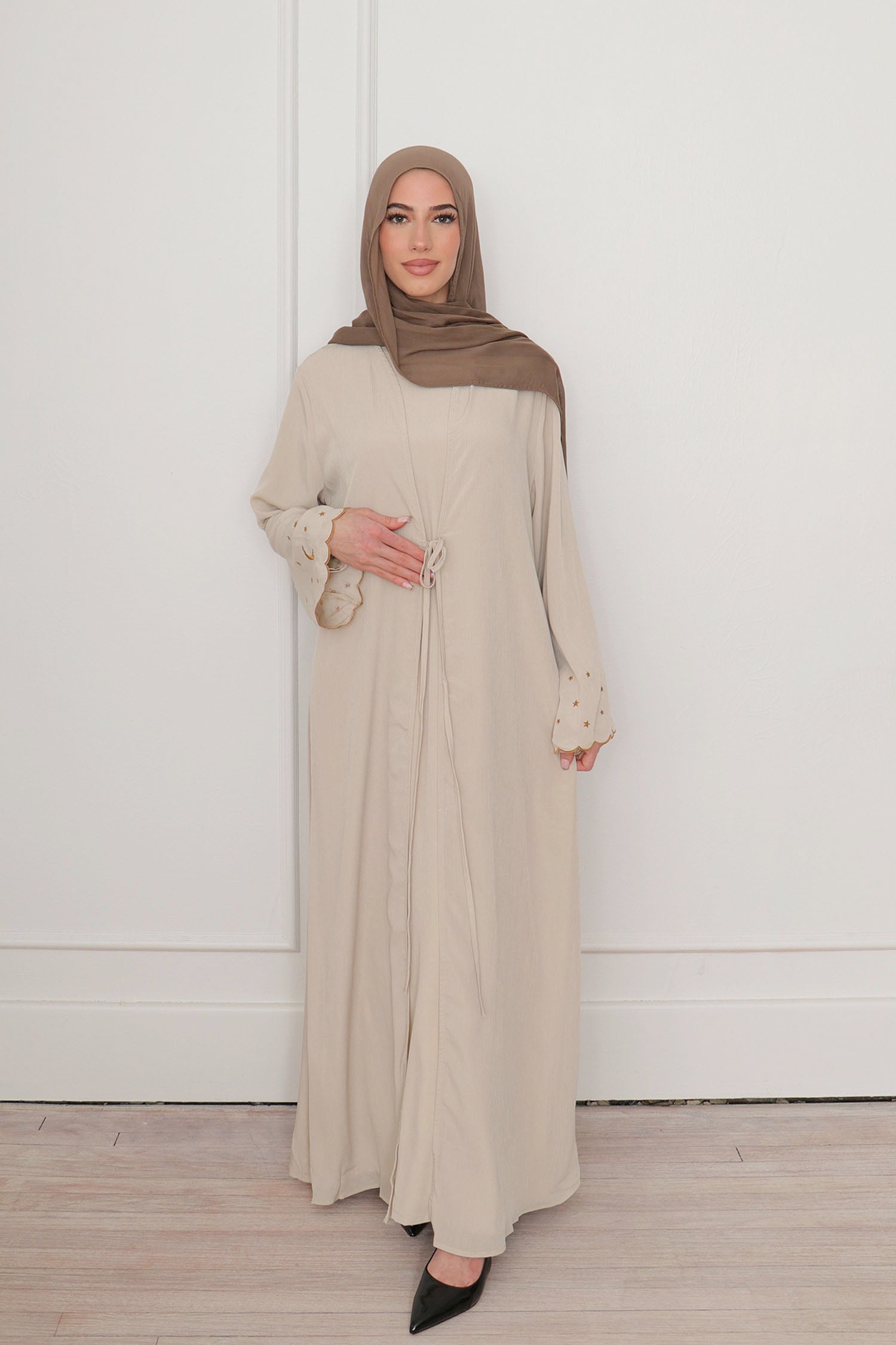 Qamar Embroidery Abaya Set- Beige 56 by LaMeera Moda Qamar Embroidery Abaya Set- Beige 56 by LaMeera Moda