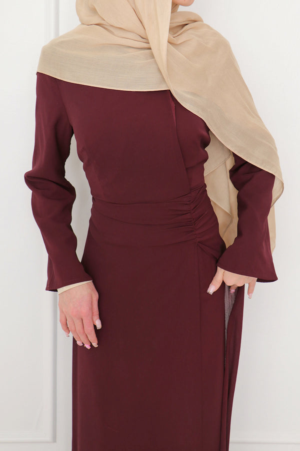 Rea Textured Chiffon Maxi Dress - Mahogany